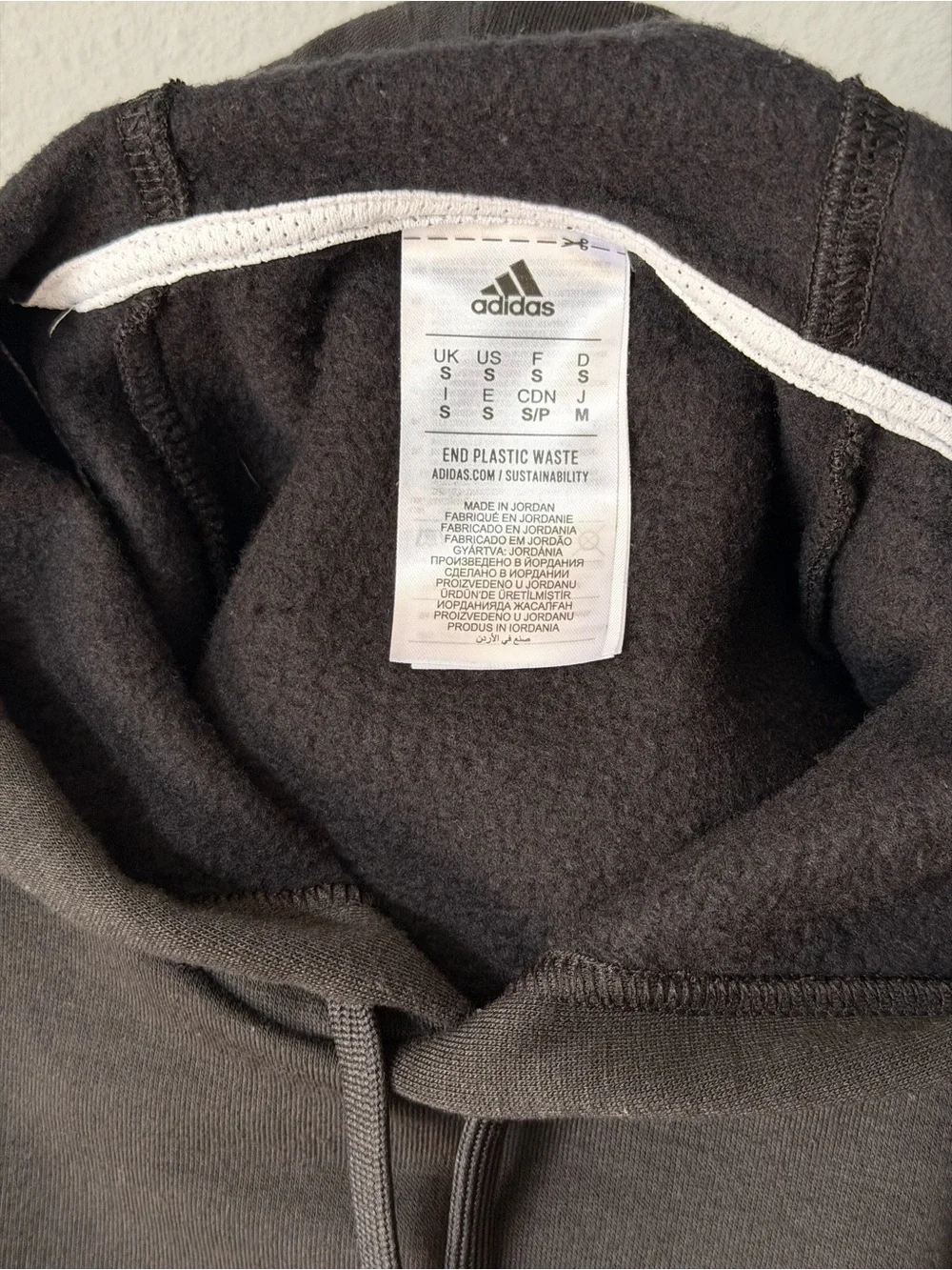 adidas Essentials 3-Stripes Fleece Hoodie Black White Size Small